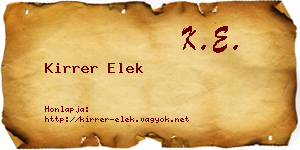 Kirrer Elek névjegykártya